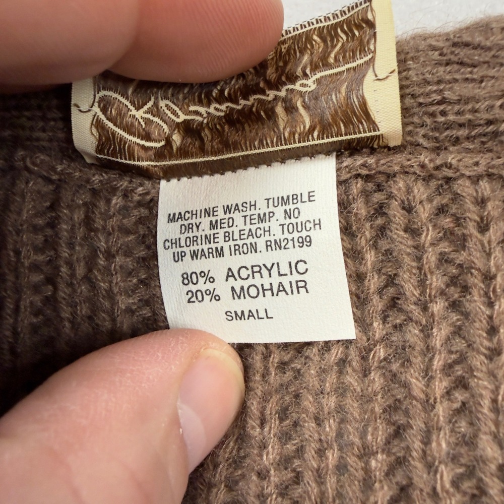 Vintage Rosanna Brown Mohair Blend Ribbed Knit Sweater Vest Tie Front Small USA - Picture 3 of 8